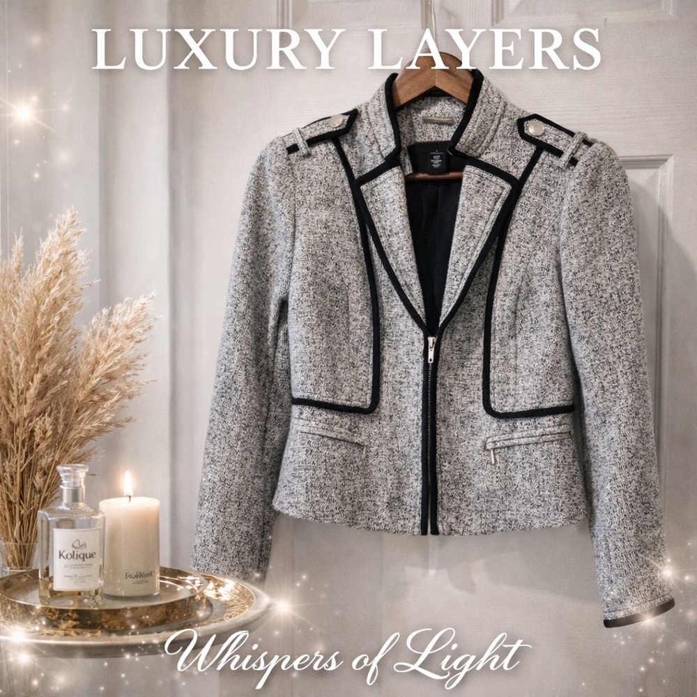 White House Black Market Tweed Military-Inspired Jacket | Size 2